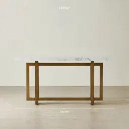 Grayson Brushed Bronze Console Table with Statuario White Sintered Stone Top