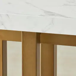 Grayson Brushed Bronze Console Table with Statuario White Sintered Stone Top