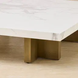 Grayson Brushed Bronze 26cm Low Coffee Table with Statuario White Sintered Stone Top