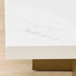 Grayson Brushed Bronze 26cm Low Coffee Table with Statuario White Sintered Stone Top