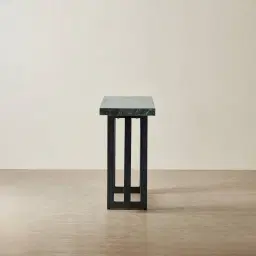 Grayson Matte Black Console Table with Emerald Green Sintered Stone Top