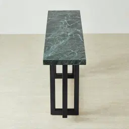 Grayson Matte Black Console Table with Emerald Green Sintered Stone Top