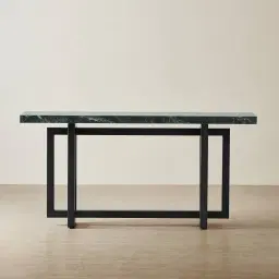 Grayson Matte Black Console Table with Emerald Green Sintered Stone Top
