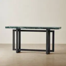 Grayson Matte Black Console Table with Emerald Green Sintered Stone Top