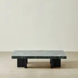 Grayson Matte Black 26cm Low Coffee Table with Emerald Green Sintered Stone Top