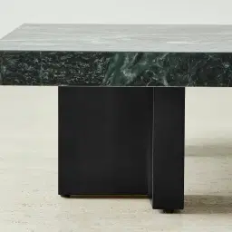 Grayson Matte Black 26cm Low Coffee Table with Emerald Green Sintered Stone Top