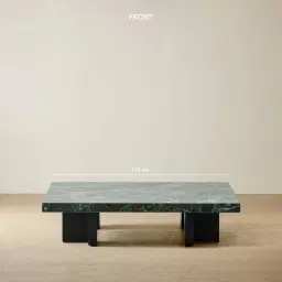 Grayson Matte Black 26cm Low Coffee Table with Matte Emerald Green Sintered Stone Top