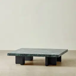 Grayson Matte Black 26cm Low Coffee Table with Emerald Green Sintered Stone Top