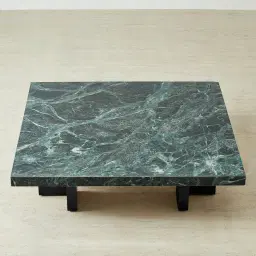Grayson Matte Black 26cm Low Coffee Table with Emerald Green Sintered Stone Top