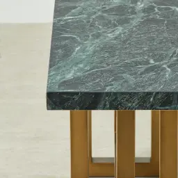 Grayson Brushed Bronze Console Table with Emerald Green Sintered Stone Top