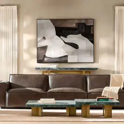 Grayson Brushed Bronze 26cm Low Coffee Table with Emerald Green Sintered Stone Top