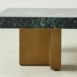 Grayson Brushed Bronze 26cm Low Coffee Table with Emerald Green Sintered Stone Top