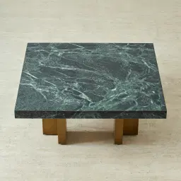 Grayson Brushed Bronze 33cm High Coffee Table with Emerald Green Sintered Stone Top