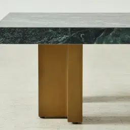 Grayson Brushed Bronze 33cm High Coffee Table with Emerald Green Sintered Stone Top