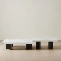 Grayson Matte Black 33cm High Coffee Table with Statuario White Sintered Stone Top