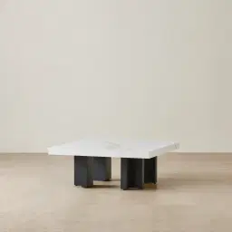 Grayson Matte Black 33cm High Coffee Table with Statuario White Sintered Stone Top