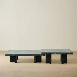 Grayson Matte Black 33cm High Coffee Table with Emerald Green Sintered Stone Top