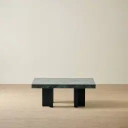 Grayson Matte Black 33cm High Coffee Table with Emerald Green Sintered Stone Top