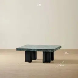 Grayson Matte Black 33cm High Coffee Table with Matte Emerald Green Sintered Stone Top