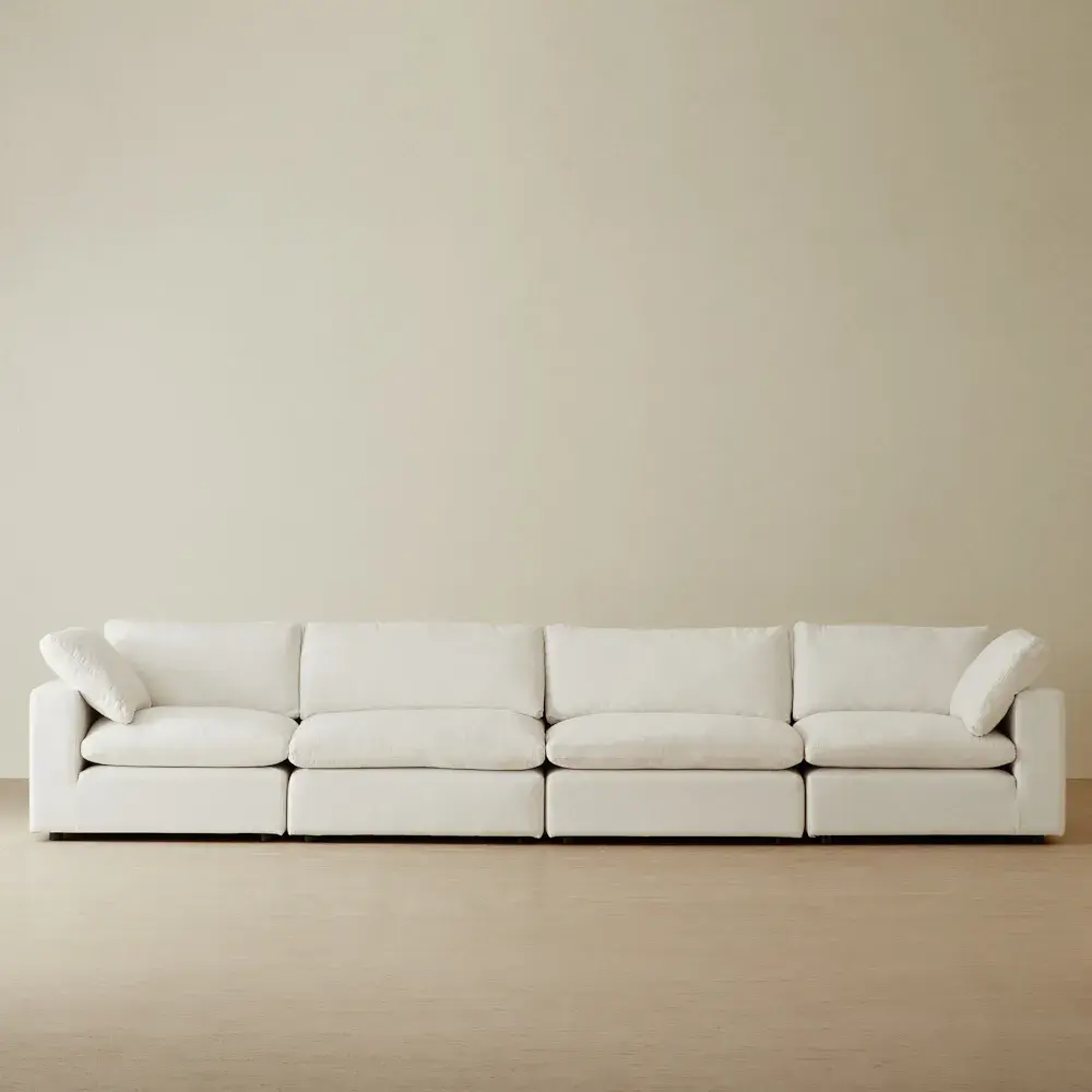 Elora II Arctic White 4 Pieces Modular Fabric Sofa