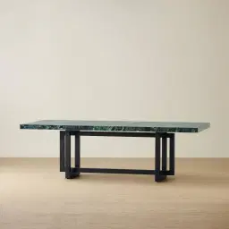 Grayson Matte Black Rectangular Dining Table with Glossy Emerald Green Sintered Stone Top - 240x105cm