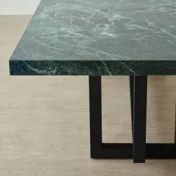 Grayson Matte Black Rectangular Dining Table with Glossy Emerald Green Sintered Stone Top - 240x105cm