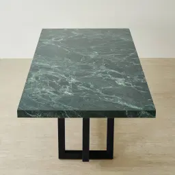 Grayson Matte Black Rectangular Dining Table with Glossy Emerald Green Sintered Stone Top - 240x105cm
