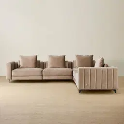 Jordan Beige Velvet Corner Sofa