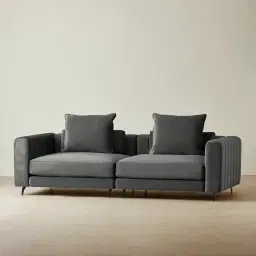 Jordan Charcoal Velvet 2 Pieces Modular Sofa
