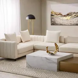Jordan Chantilly White Fabric 2 Pieces Modular Sofa