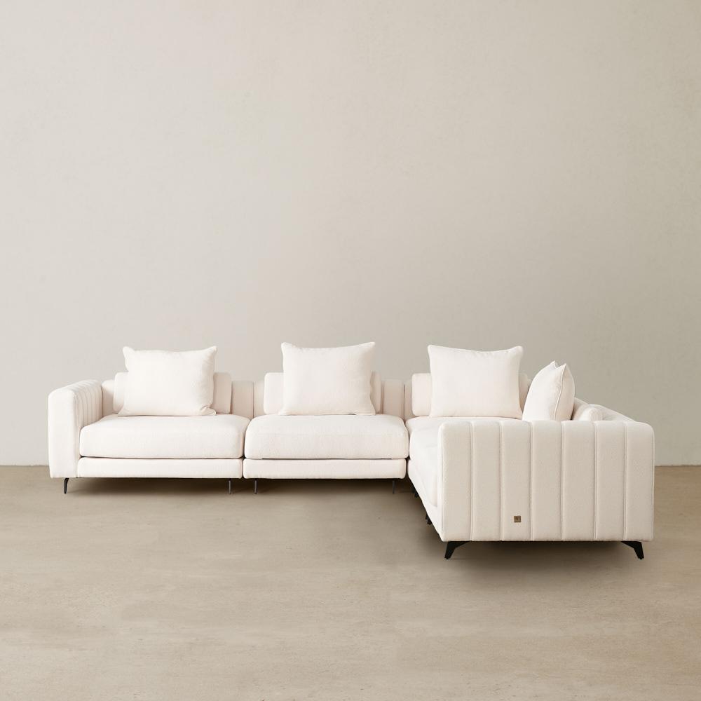 Jordan Chantilly White Fabric 4 Pieces Modular Sofa