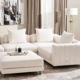 Jordan Chantilly White Fabric Corner Sofa