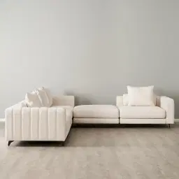 Jordan Chantilly White Fabric Corner Sofa