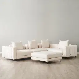 Jordan Chantilly White Fabric Corner Sofa