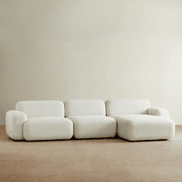 Capri Stone White 3 Pieces Modular Right Chaise Sofa