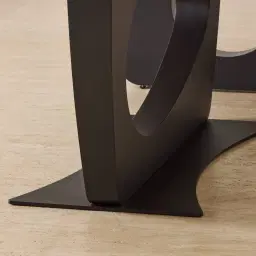 Aspen Statuario White Sintered Stone Curved Dining Table - Matte Black Legs 240x118cm