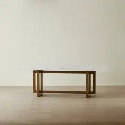 Grayson Brushed Bronze Dining Table with Statuario White Sintered Stone Top - 200x118cm