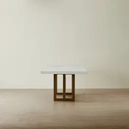 Grayson Brushed Bronze Dining Table with Statuario White Sintered Stone Top - 200x118cm