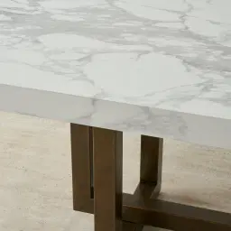 Grayson Brushed Bronze Dining Table with Statuario White Sintered Stone Top - 200x118cm