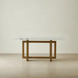 Grayson Brushed Bronze Dining Table with Statuario White Sintered Stone Top - 160x90cm