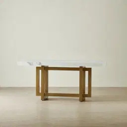 Grayson Brushed Bronze Dining Table with Statuario White Sintered Stone Top - 160x90cm