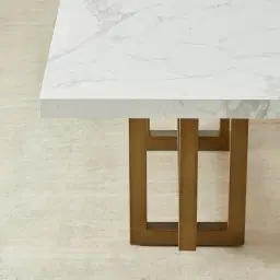 Grayson Brushed Bronze Dining Table with Statuario White Sintered Stone Top - 160x90cm