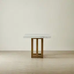 Grayson Brushed Bronze Dining Table with Statuario White Sintered Stone Top - 160x90cm