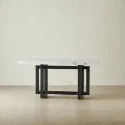 Grayson Black Dining Table with Statuario White Sintered Stone Top - 160x90cm