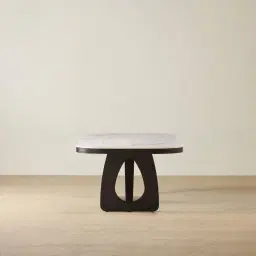 Aspen Statuario White Sintered Stone Curved Dining Table - Matte Black Legs 200x118cm