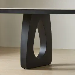 Aspen Statuario White Sintered Stone Curved Dining Table - Matte Black Legs 200x118cm