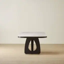 Aspen Statuario White Sintered Stone Curved Dining Table - Matte Black Legs 270x118cm