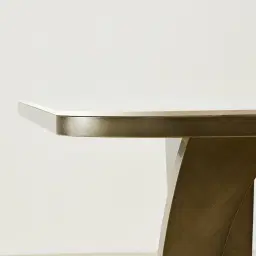 Aspen Statuario White Sintered Stone Curved Dining Table - Brushed Bronze Legs 200x118cm