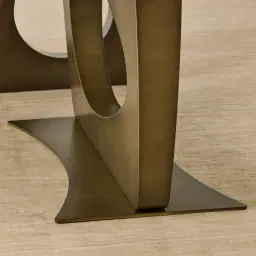 Aspen Statuario White Sintered Stone Curved Dining Table - Brushed Bronze Legs 270x118cm