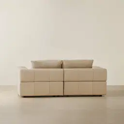 Riviera Almond Cream 2 Pieces Modular Leather Sofa